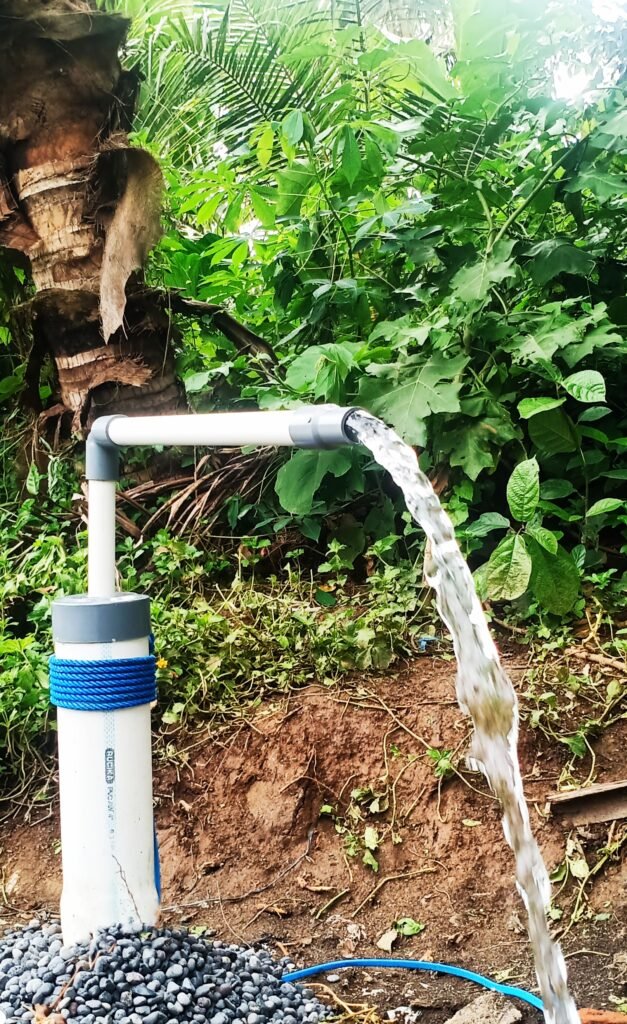 Sumur,dengan gravel stone,dan filter stanlees rekomendasi tim grundfos.